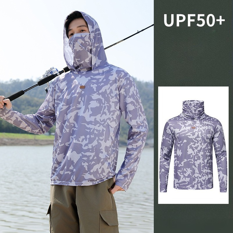 Fishing Shirt Hooded Men Sunsc - Fishing Shirt Uv Protection ulasan dan harga