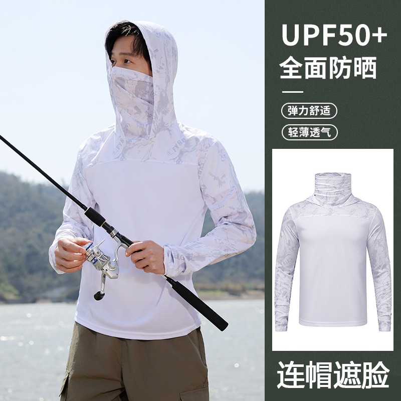 Fishing Shirt Hooded Men Sunsc - Fishing Shirt Uv Protection ulasan dan harga