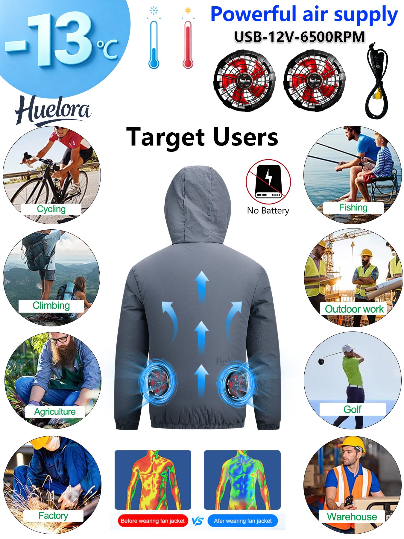 Men's Hooded USB Cooling Jacke - Fishing Hoodie ulasan dan harga