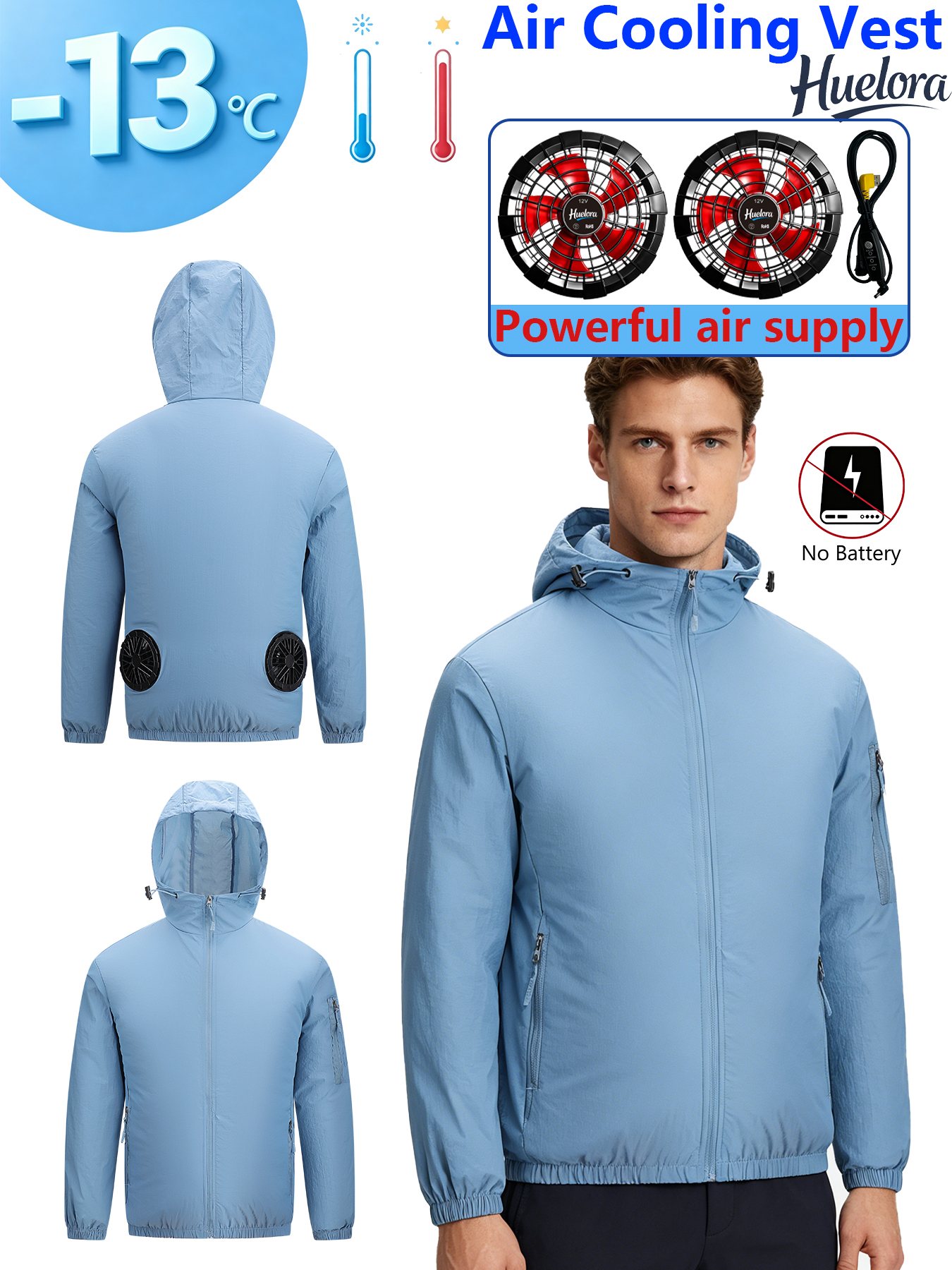 Men's Hooded USB Cooling Jacke - Fishing Hoodie ulasan dan harga