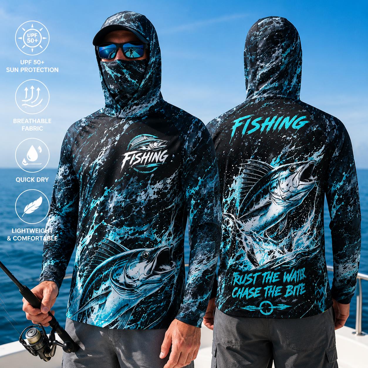 Men's Hooded Fishing Shirt UPF - Fishing Hoodie ulasan dan harga