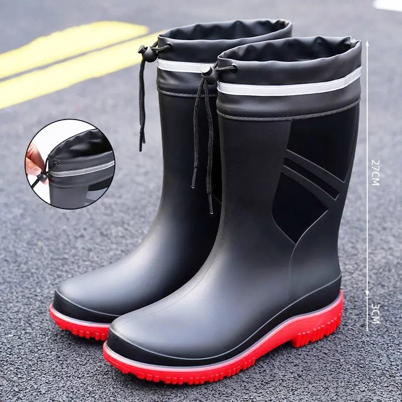 Fashion Men's Medium Tube Rain - Fishing Boots ulasan dan harga